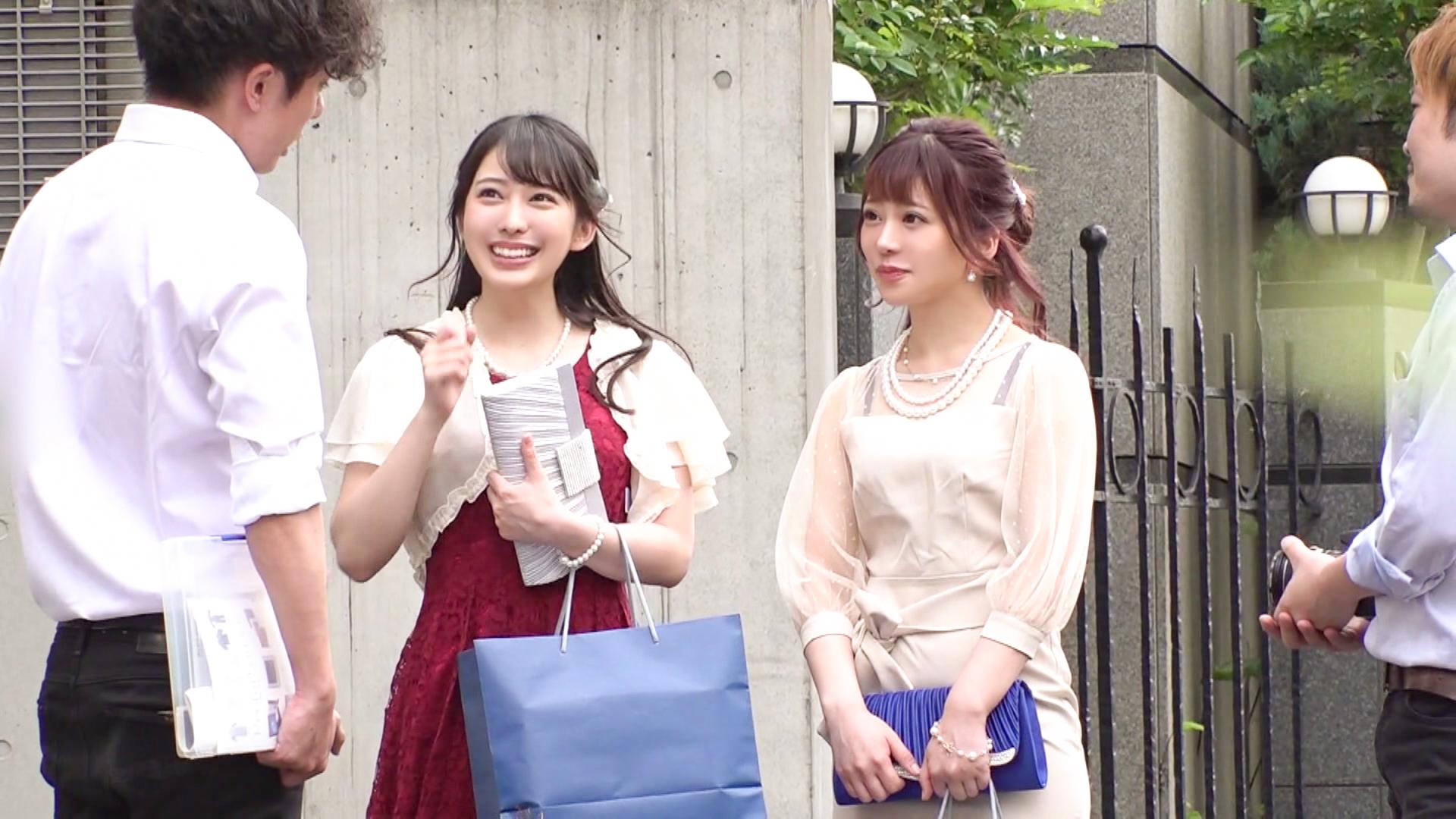 結婚式場付近でモデルのようなパーティドレスを着こなす挙式帰りの女子たちをナンパ！綺麗なフォルムの美女たちに中●しセックス決めちゃいました！！