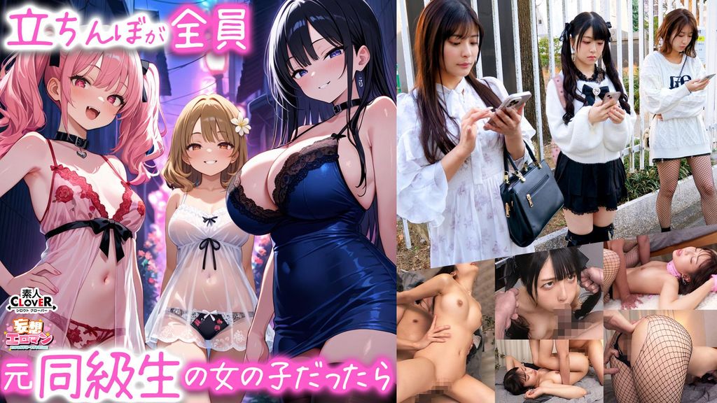 【立ちんぼが全員元同級生の女の子だったら】①クラスの美巨乳マドンナ『にとり』②クラスの色白柔尻アイドル『ましろ』③学年一のヤリマン・ドМギャル『みなと』【妄想エロマン♯にとり＆ましろ＆みなと】