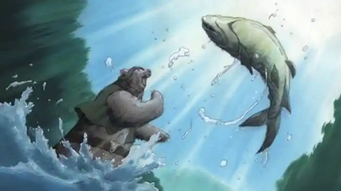 雑誌取材がやってきた/サケハンター・グリズリーさん