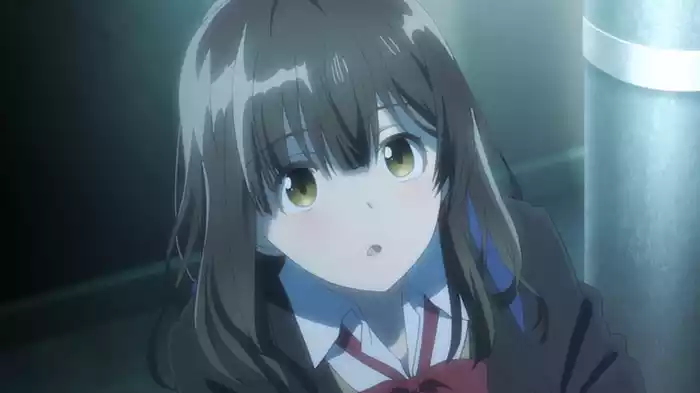 電柱の下の女子高生