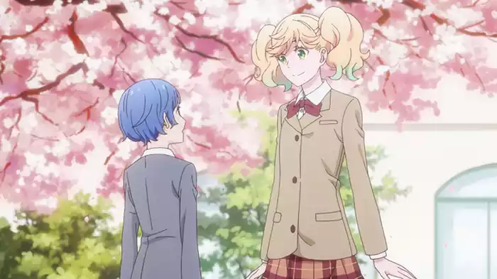 桜舞い散る木の下で