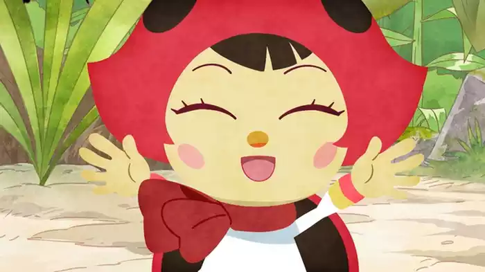 テントウムシのミア、おそらにタッチ！