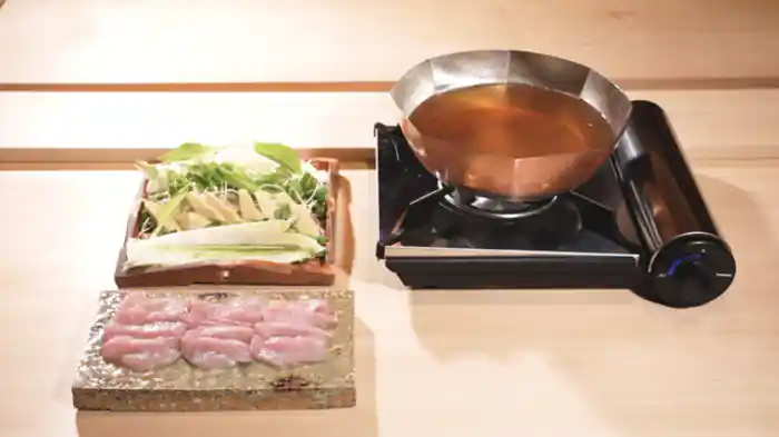 「金目鯛と春野菜のしゃぶしゃぶ」