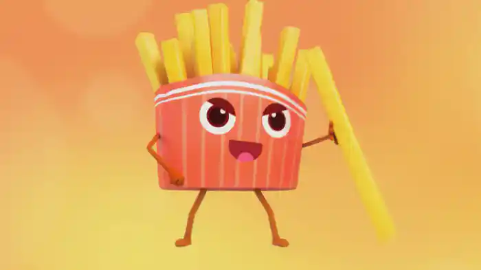 ハンバーガーと　フライドポテト　どっちが　すきなの？