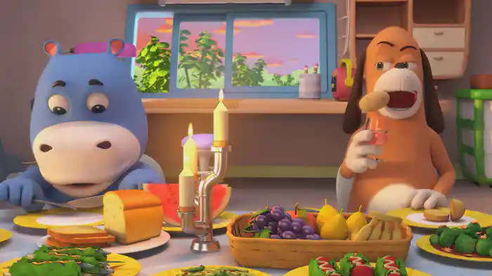 チョコにいさんの　いえに　あそびに　いこう