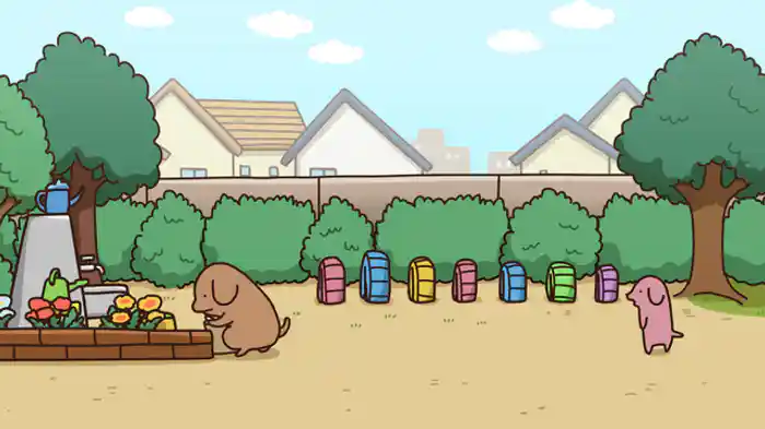 「こいぬとさらに小さい犬」