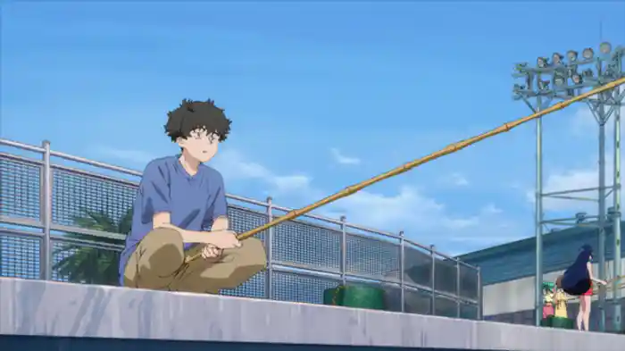 プールで釣りで