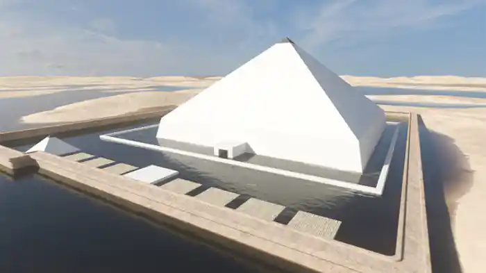 水面に浮くピラミッド