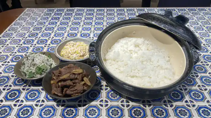 土鍋ご飯と3種の小鉢