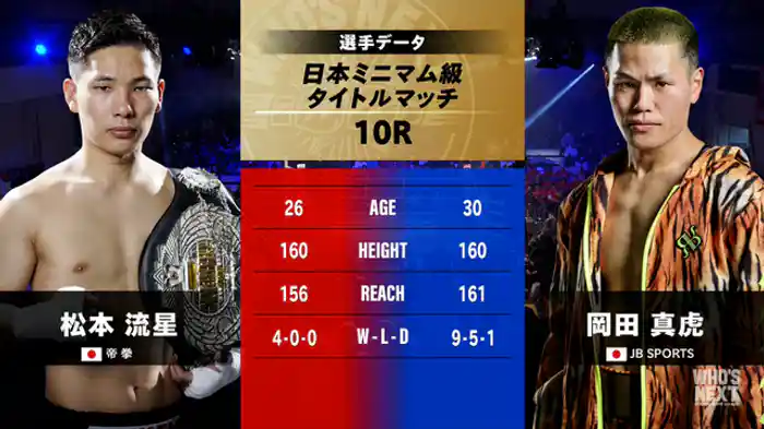 松本 流星 vs. 岡田 真虎