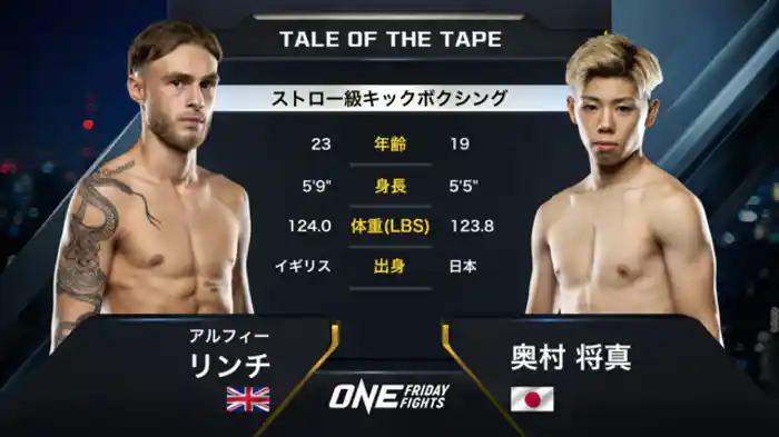 アルフィー・リンチ vs. 奥村 将真