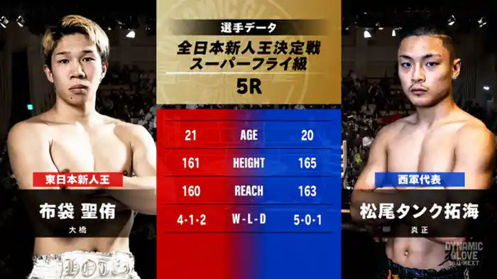 布袋 聖侑 vs. 松尾タンク拓海