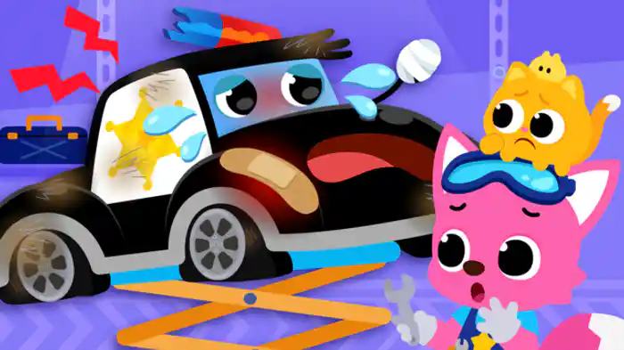 まちで はたらく くるまを たすけよう!/Police Car Wheel is Broken!