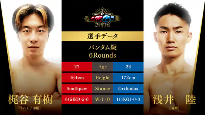 梶谷有樹 vs. 浅井陸