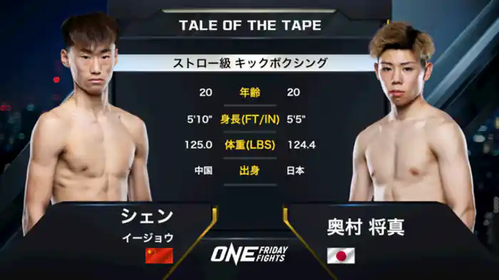 シェン・イージョウ vs. 奥村 将真