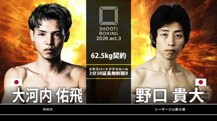 野口貴大 vs. 大河内佑飛