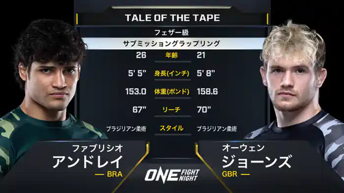 ファブリシオ・アンドレイ vs. オーウェン・ジョーンズ