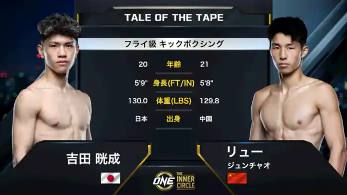 吉田 晄成 vs. リュー・ジュンチャオ