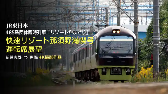 485系団体臨時列車「リゾートやまどり」 快速リゾート那須野満喫号運転席展望 新習志野→黒磯