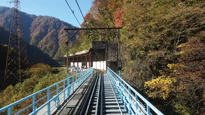 紅葉の黒部峡谷トロッコ電車運転席展望